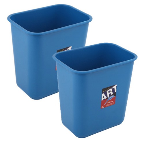 리버그린 사각 15L 오픈 휴지통, 블루, 2개입