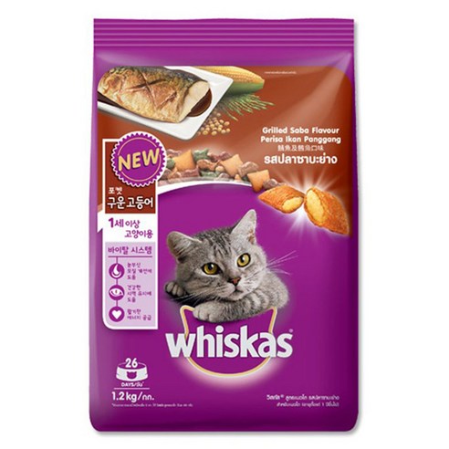 위스카스 고양이 건사료 구운 고등어, 1.2kg, 1개, 곡물
