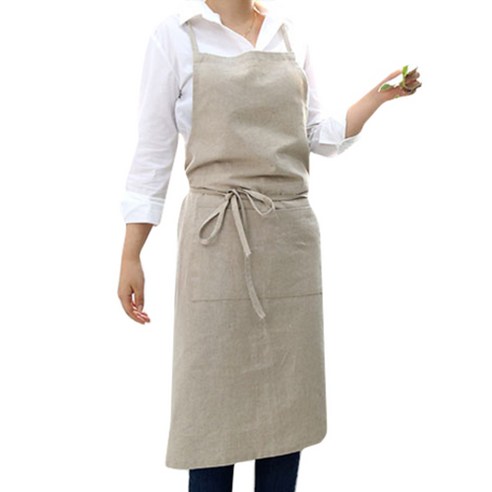 린넨앞치마 추천 상품까사베르데 솔리드컬러 앞치마, 오트밀린넨, 1개 제품 사진