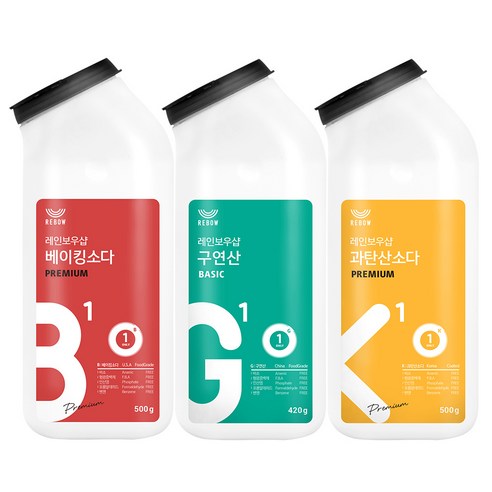 레인보우샵 톡톡이 삼총사 베이킹소다 프리미엄 500g + 구연산 베이직 420g + 과탄산소다 프리미엄 500g, 2세트