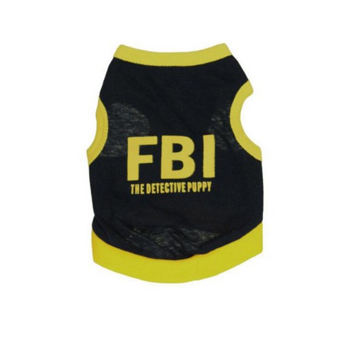 비케이 반려동물 FBI 티셔츠, 블랙 옐로우 테두리