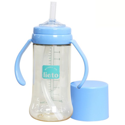 리에또 PES 빨대컵 일체형 300ml, 블루, 1개