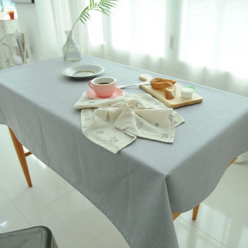 하임앤하임 선염 방수 식탁보, 그레이, 2인(110 x 110 cm)