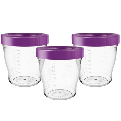 베베락 프리미엄 이유식 밀폐용기 180ml, 퍼플, 3개
