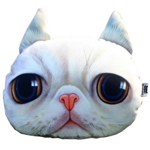 삼에스 X-DOLLS 3D 차량용 목쿠션, XD111T (화이트냥이)