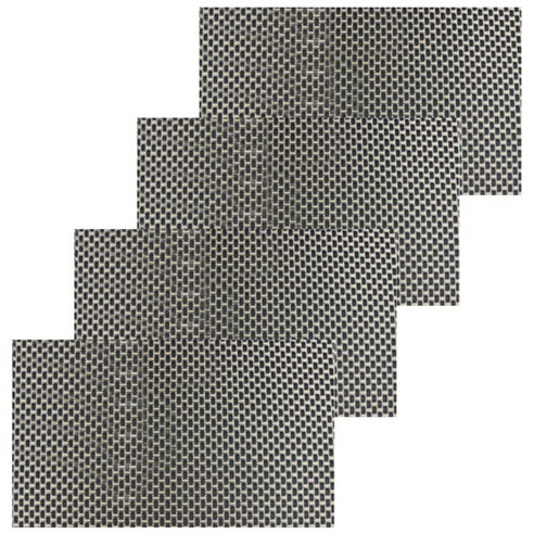 아리코 K 키친 식탁매트 우드 4p, 블랙&실버, 45 x 30 cm
