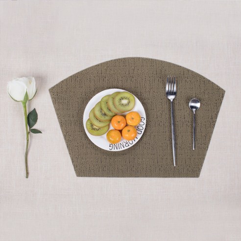 리빙팝 내추럴 텍스쳐 라운드 식탁 매트, 다크골드, 45 x 30 cm