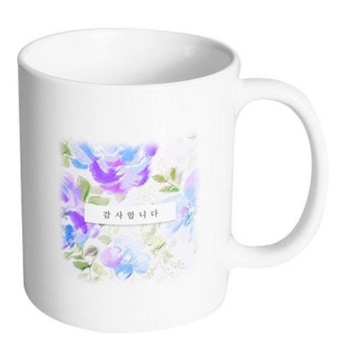 핸드팩토리 플라워 스케치 감사합니다 머그컵, 화이트컵, 1개