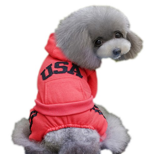 펫츠랜드 애견용 아디 USA 올인원, 레드