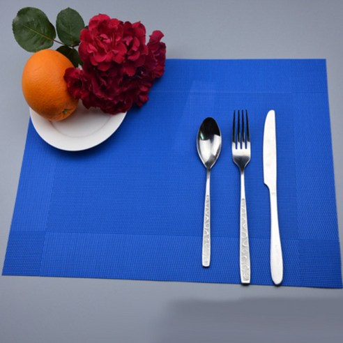 블럭마트 식탁매트 심플 3p, 블루, 30 x 45 cm