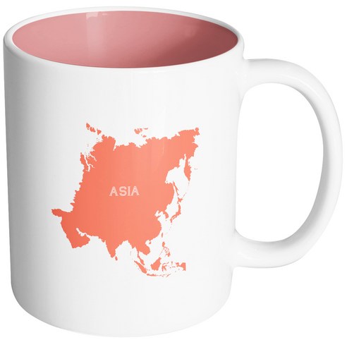 핸드팩토리 월드맵 아시아 머그컵, 파스텔핑크, 1개