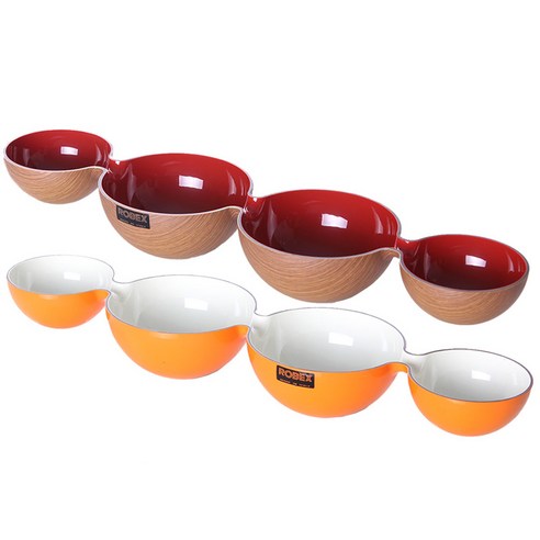 로벡스 4절 안주볼 2p 세트, 나무레드, 오렌지화이트, 1세트
