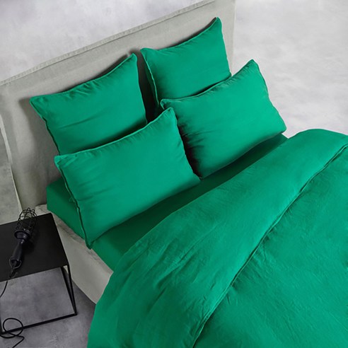 라흐두뜨 린넨 심플 이불 커버, emerald green
