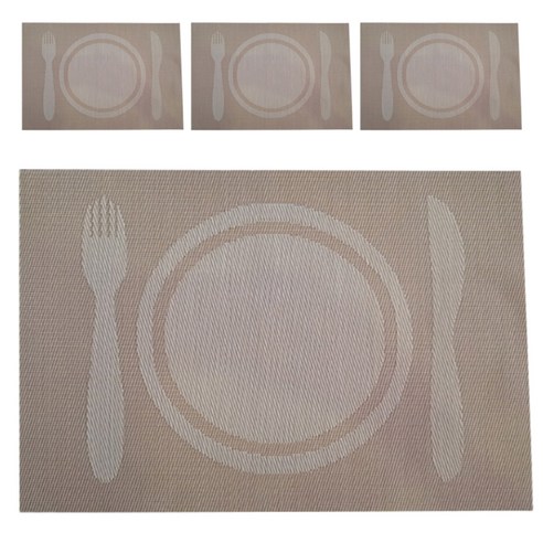 아리코 O 키친 식탁매트 수저 4P, 그레이, 45 x 30 cm