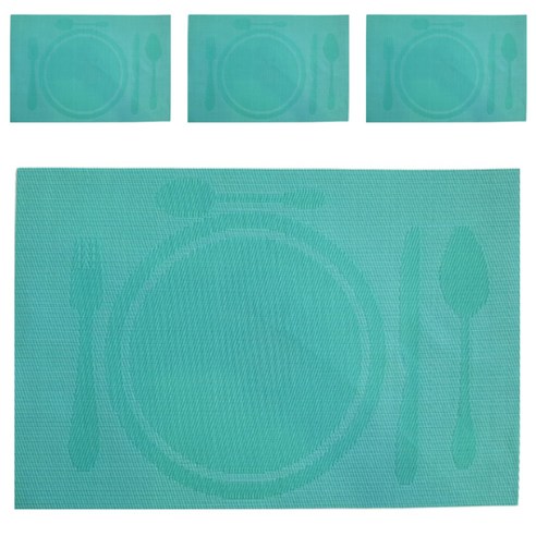 아리코 O 키친 식탁매트 수저 4P, 블루, 45 x 30 cm