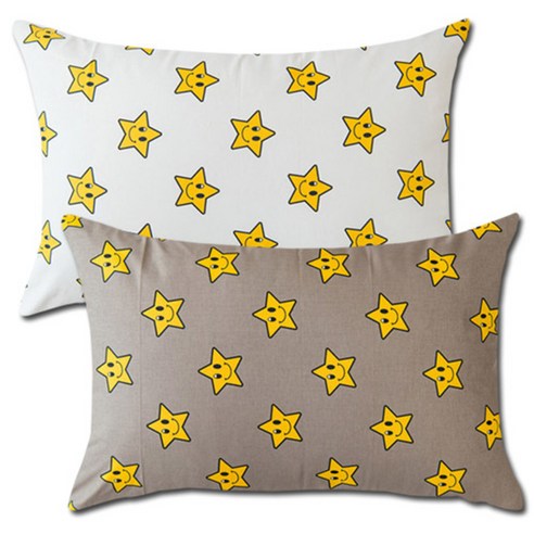 이코니하우스 해피스타 베개커버 2p + 베개솜 2p, 화이트, 그레이