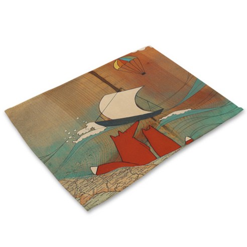 비케이 여우 식탁매트, 12, 가로 42cm x 세로 32cm