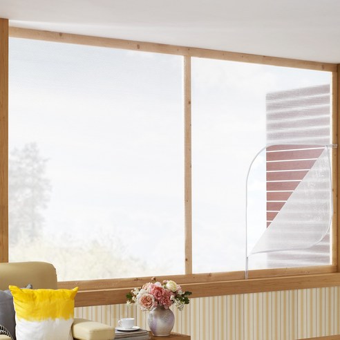 알뜨리 에어캡 방풍비닐 창문 베란다용 화이트 지퍼 대 350 x 250 cm + 양면테이프, 화이트지퍼