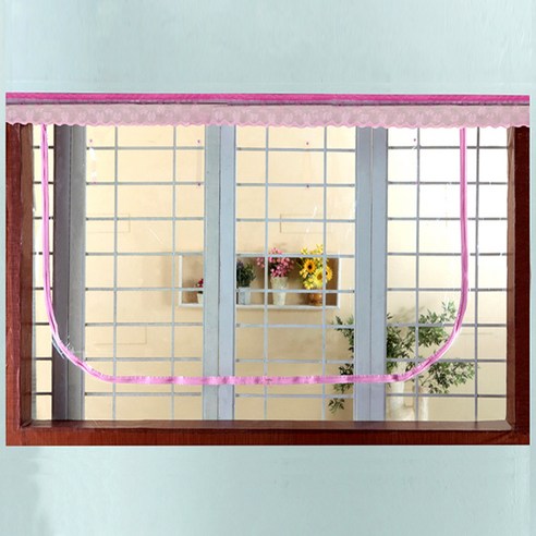 알뜨리 방풍비닐 창문용 + 양면테이프, 핑크