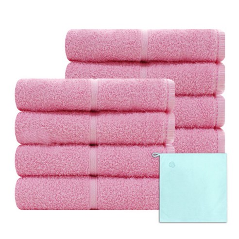 송월타월 프리미엄 수건 120g 8p + 테리베이커리 고리타올 랜덤 발송, 분홍, 1세트