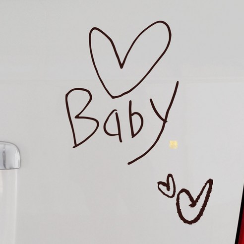 1AM 캘리그라피 자동차 스티커 심플 Baby 하트 + 주유구 스티커 하트, 진갈색, 1세트