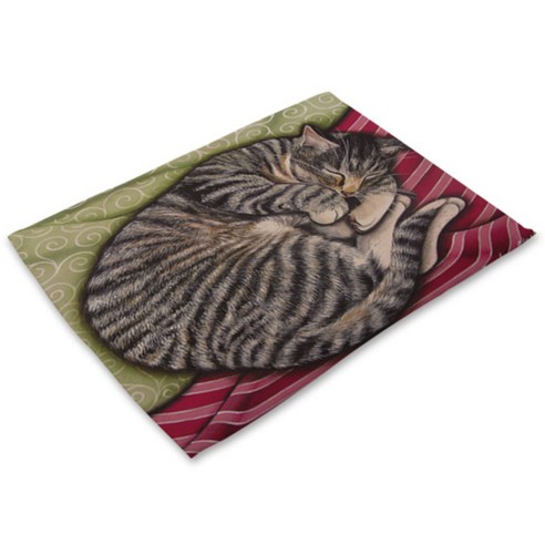 비케이 평화로운 고양이 식탁 매트, 6, 가로 42cm x 세로 32cm