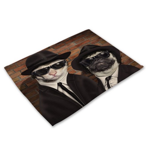비케이 고양이 개 초상화 식탁매트, 19, 가로 42cm x 세로 32cm