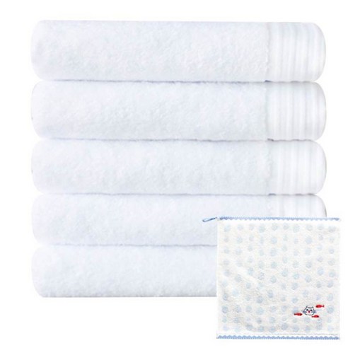 송월타월 30수 헤이즈타월 180g 5p + 고양이 핸드타월 하늘, 하얀색, 1세트