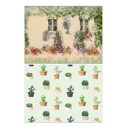 로엠디자인 실리콘 식탁매트 2p 가든, 가든, 다육선인장2, 385 x 285 mm