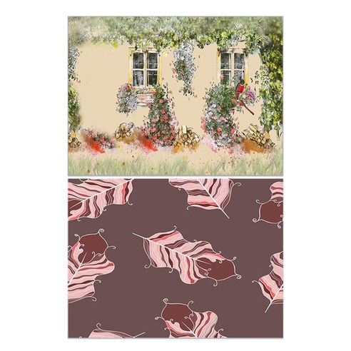 로엠디자인 실리콘 식탁매트 2p 가든, 가든, 깃털(보라), 385 x 285 mm