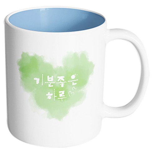 핸드팩토리 파스텔하트 기분좋은하루 머그컵, 내부 파스텔 블루, 1개