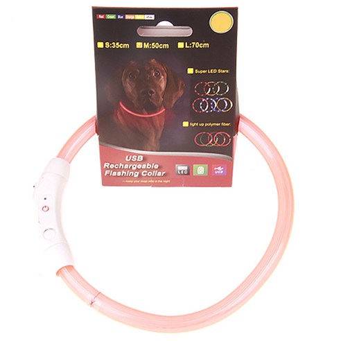 블럭마트 강아지 고양이 LED 충전식 플래시밴드 35cm, 핑크, 1개