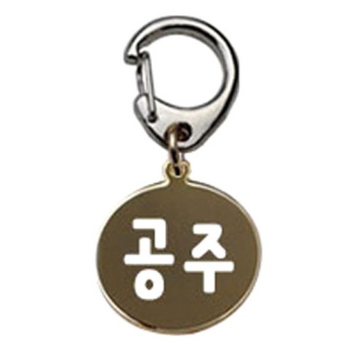 펫츠룩 반려견 산책용 하네스 키링 메탈원형 팬턴트 S, 골드(공주), 1개