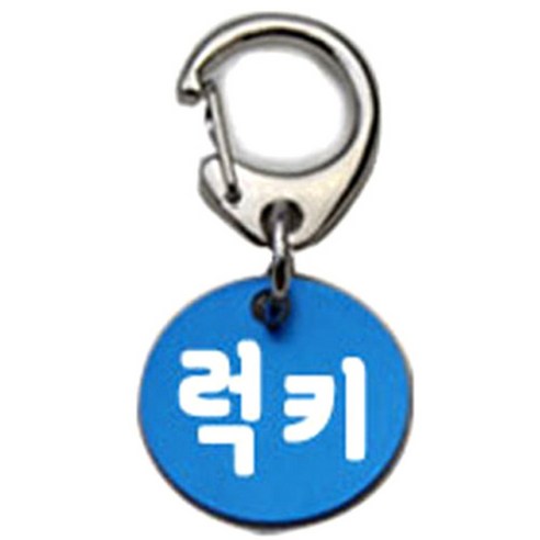 펫츠룩 반려견 산책용 하네스 키링 알미늄원형 팬턴트 S, 블루(럭키), 1개