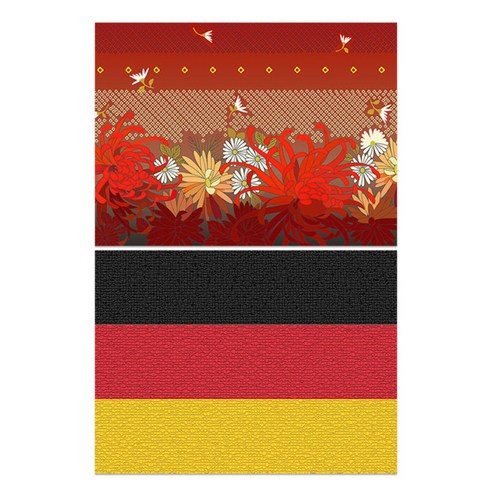 로엠디자인 실리콘 식탁매트 붉은국화 + 독일국기, 혼합 색상, 385 x 285 mm