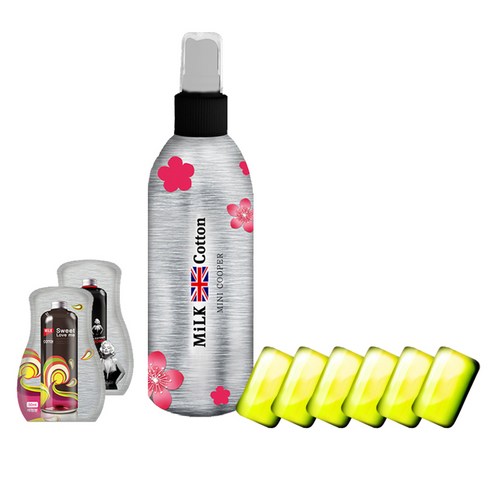 아토세이프 밀크코튼 미니쿠퍼 섬유향수 용기 150ml + 체리블라썸향 캡슐 6p + 섬유유연제 50ml 2p 랜덤 발송, 4세트