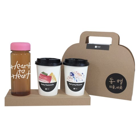 1AM 쥬뗌므 블랜딩 프리미엄 차세트 분홍뚜껑, 보틀 + 스티커 Heart to H + 루비 캐모마일 3p + 얼그레이 블라썸 3p + 크라프트 동행, 1세트
