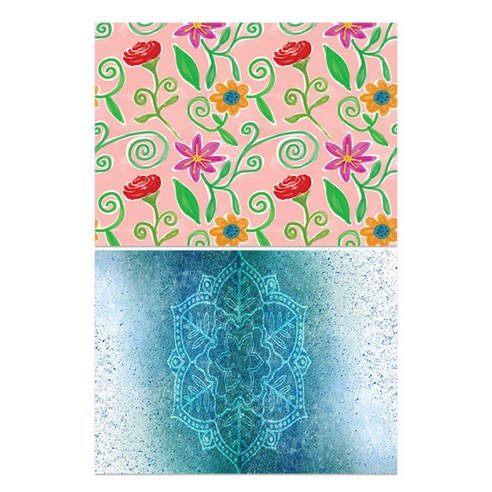 로엠디자인 실리콘 식탁매트 꽃밭 + 블루, 혼합 색상, 385 x 285 mm