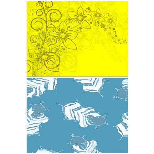 로엠디자인 실리콘 식탁매트 2p세트, 꽃향기(노랑), 깃털(민트), 385 x 285 mm