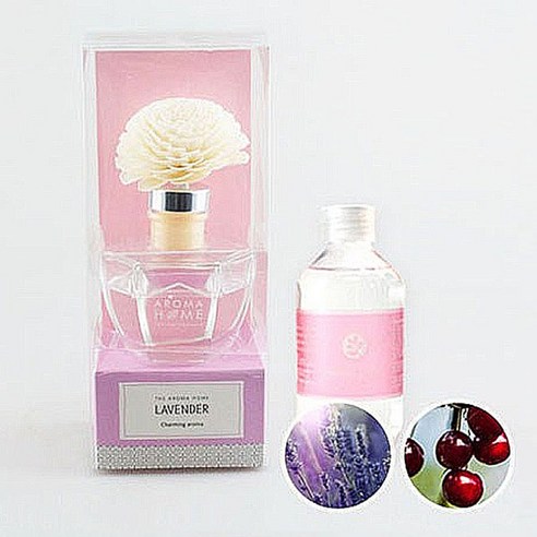 아로마홈 솔라 디퓨져 + 디퓨져 리필 용액 200ml, 본품(라벤더), 리필(블랙 체리)