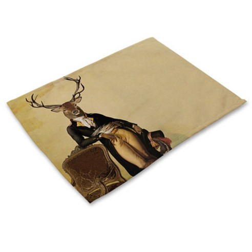 비케이 사슴 의인화 식탁매트, 2, 가로 42cm x 세로 32cm