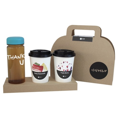 1AM 쥬뗌므 프리미엄 크라프트 THANK U 하늘뚜껑 보틀 블랜딩차세트, 크라프트 패키지 + 티백세트(테이크아웃잔 2p + 루비 캐모마일 3p + 트리플 베리 3p) + THANK U 보틀 스티커 + 트라이탄 보틀 + 사랑해요 패키지 스티커, 1세트