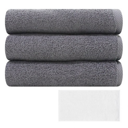 송월타월 호텔용 뉴컬러무지 수건 150g 3p + 바스 타올 30수 흰색, 진회색, 1세트