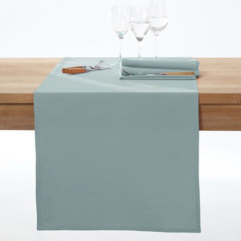 라흐두뜨 무지 얼룩방지 테이블 러너, celadon blue, 45 x 150 cm
