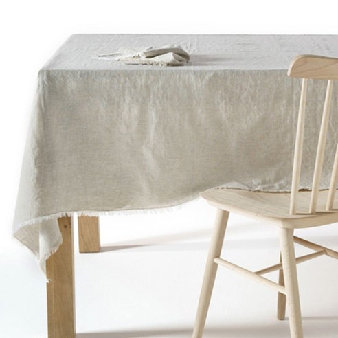 라흐두뜨 린넨 프린지 테이블보, natural, 정사각(180 x 180 cm)