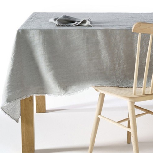 라흐두뜨 린넨 프린지 테이블보, grey, 정사각(150 x 150 cm)