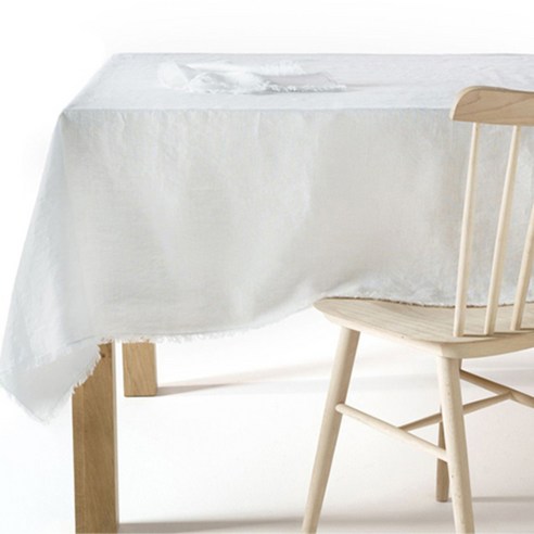 라흐두뜨 린넨 프린지 테이블보, white, 직사각(150 x 250 cm)