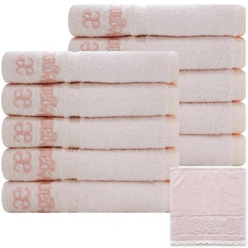 송월타월 엘레강스 뱀부 퓨어링 세면 수건 10p + 플래르 행주 랜덤 발송, 분홍, 1세트