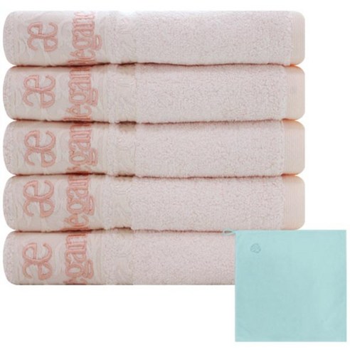 송월타월 엘레강스 뱀부 퓨어링 세면 수건 5p + 테리베이커리 고리 수건 랜덤 발송, 분홍, 1세트