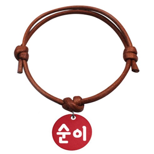 펫츠룩 굿모닝 카라멜 반려동물 목걸이 S 알미늄원형 팬던트 M, 레드(순이), 1개